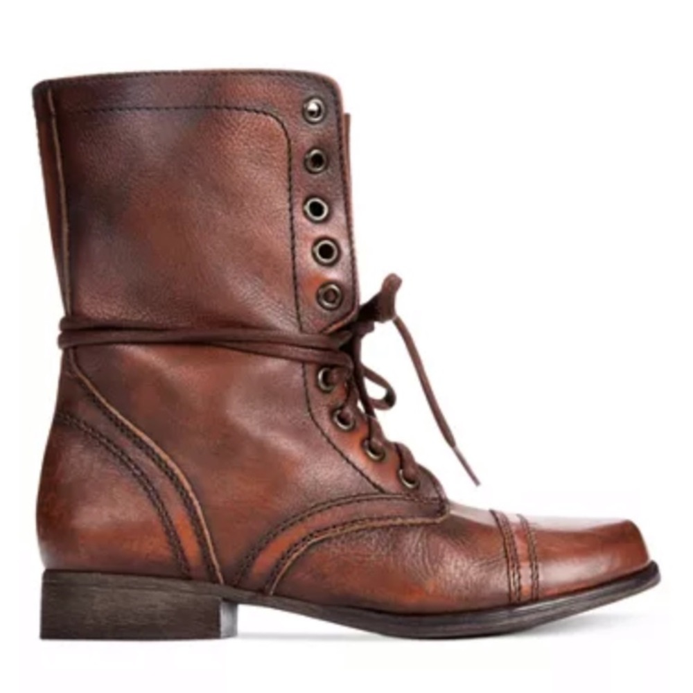 Steve Madden brown leather combat boots